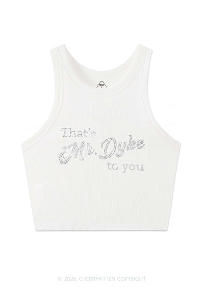 Rhinestone Thats Mr Dyke To You Pride Y2K Crop Tank Top Cherrykitten