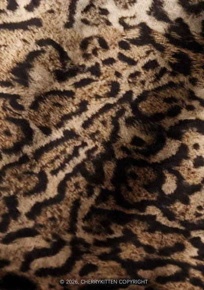 Brown Black Leopard Y2K Print Knit Beanie Cherrykitten