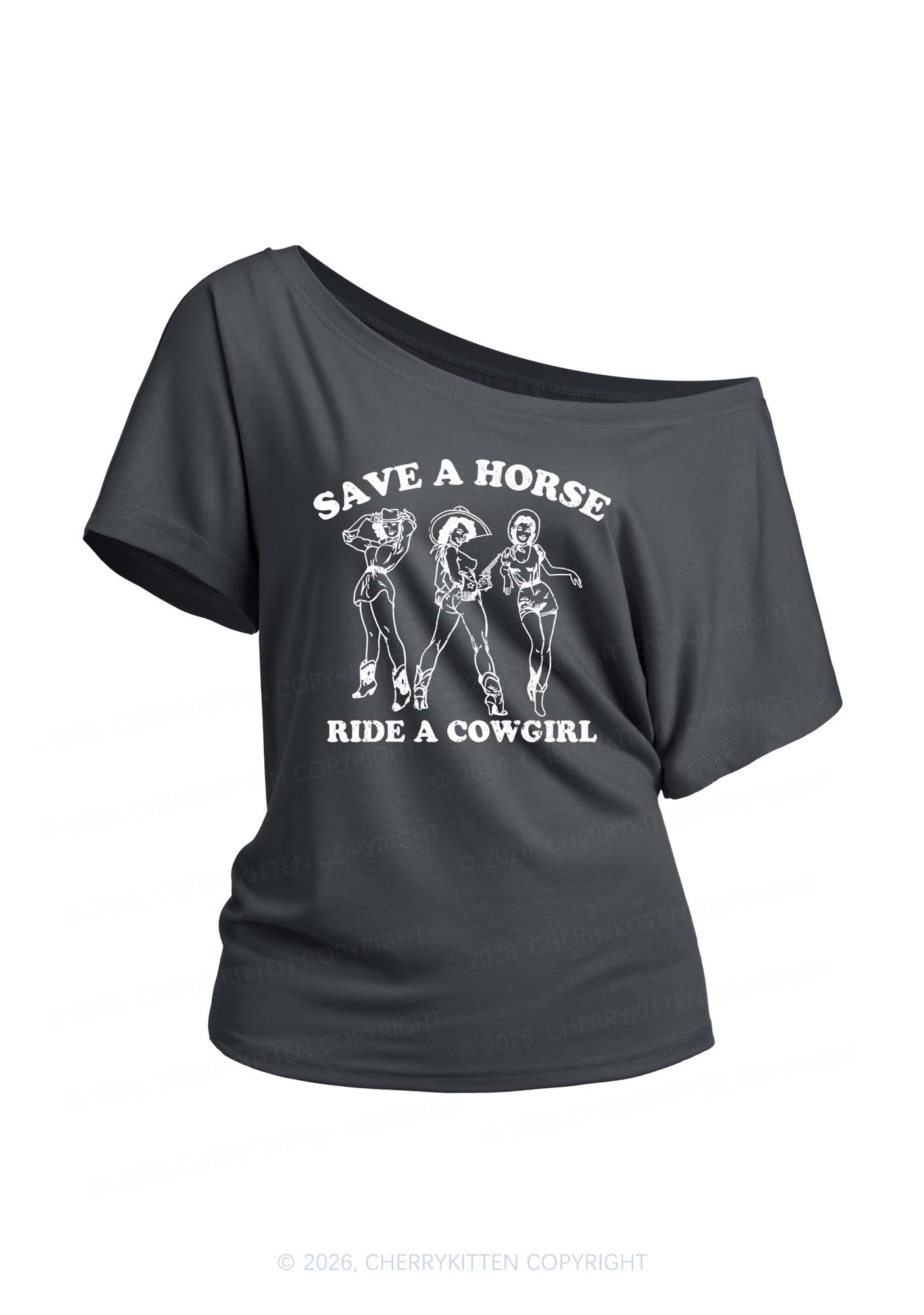 Ride A Cowgirl Pride Y2K Off Shoulder Tee Cherrykitten