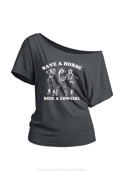 Ride A Cowgirl Pride Y2K Off Shoulder Tee Cherrykitten