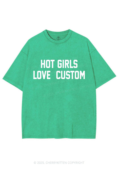 Hot Girls Love Custom Y2K Shirts Washed Tee Cherrykitten