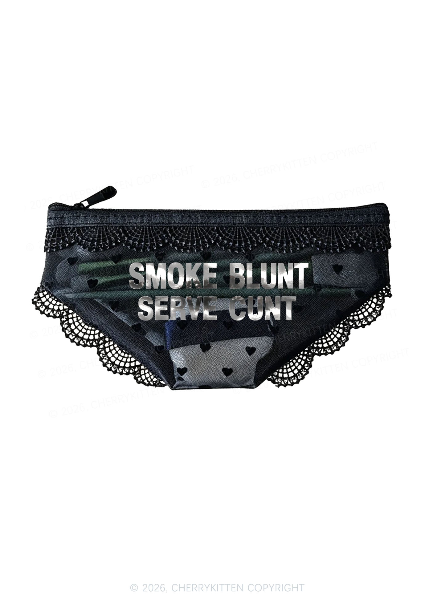 Smoke Blunt Silver Foil Printed Y2K Briefs Shape Cosmetic Pouch Cherrykitten