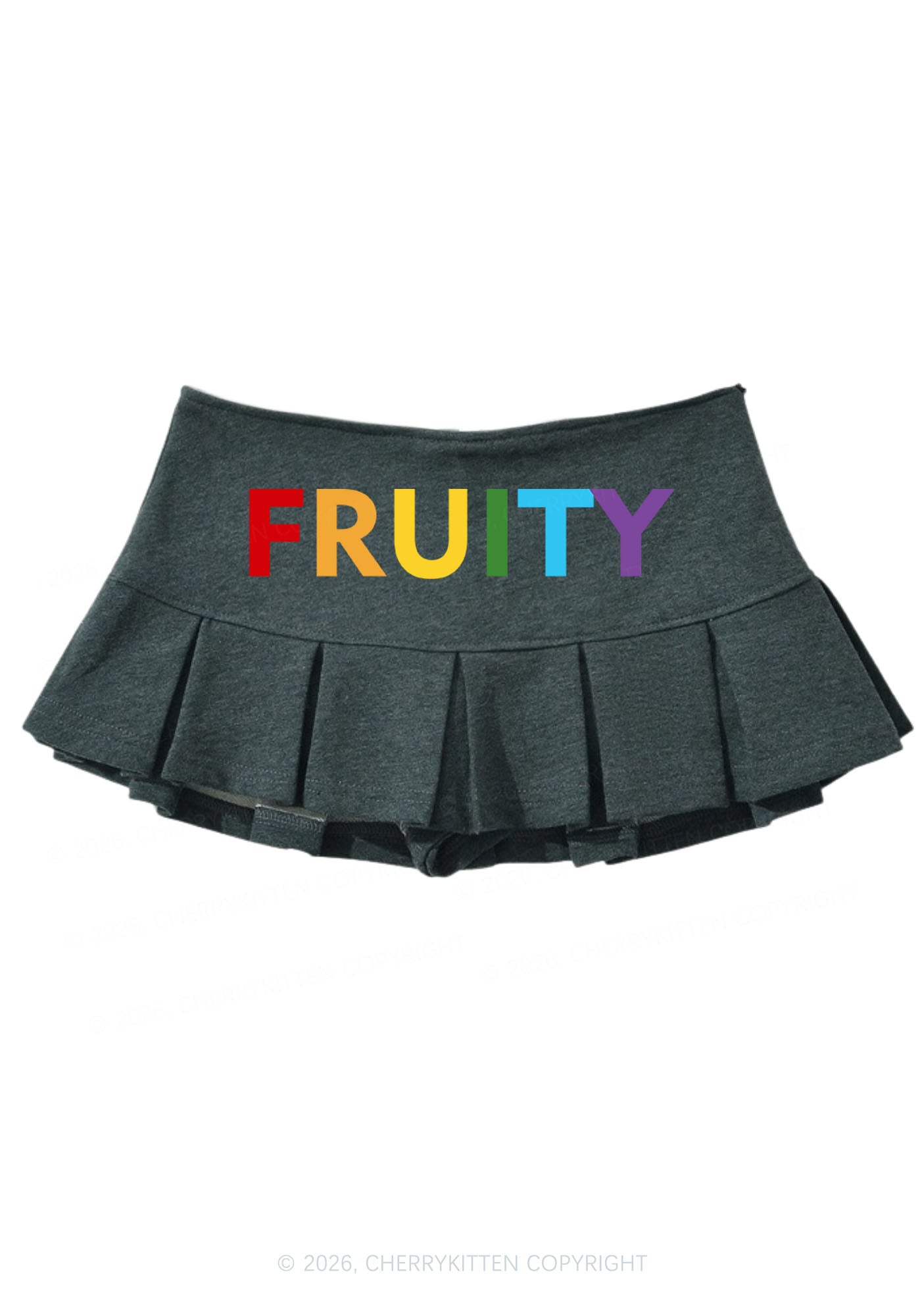 Rainbow Fruity Pride Y2K Mini Pleated Skirts Cherrykitten