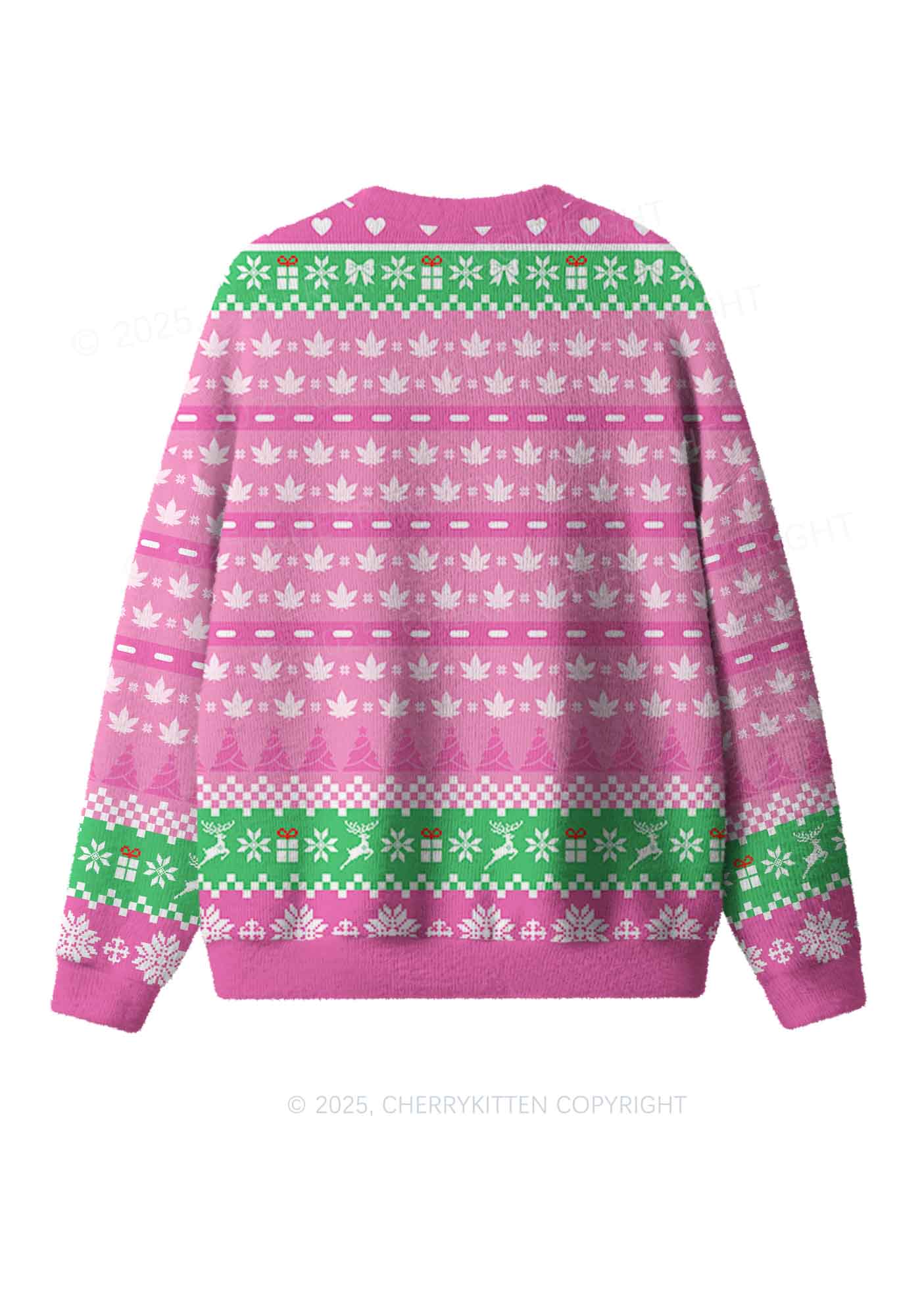 Pink Special Cola Y2K Christmas Knit Sweatshirt Cherrykitten