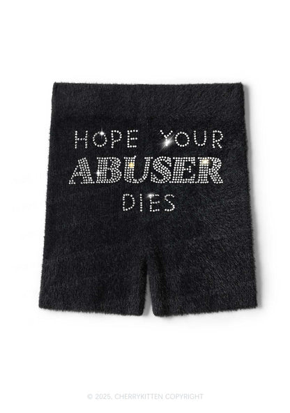 Rhinestone Abuser Dies Y2K Fluffy Shorts Cherrykitten