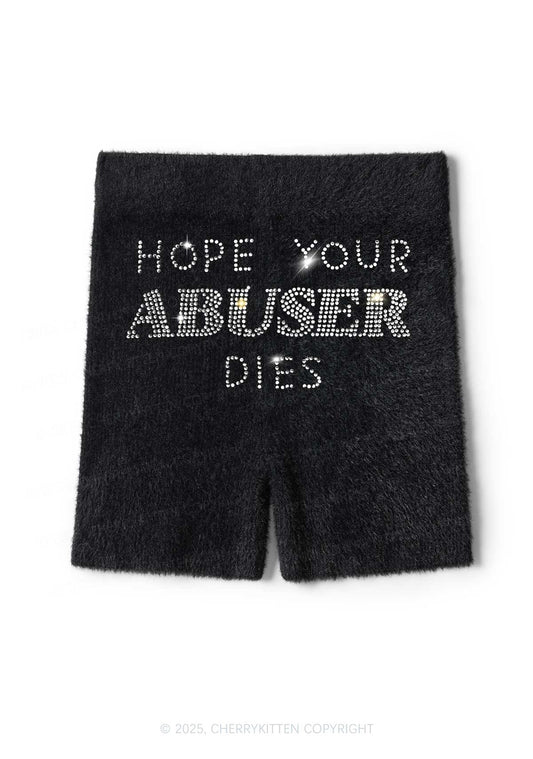 Rhinestone Abuser Dies Y2K Fluffy Shorts Cherrykitten