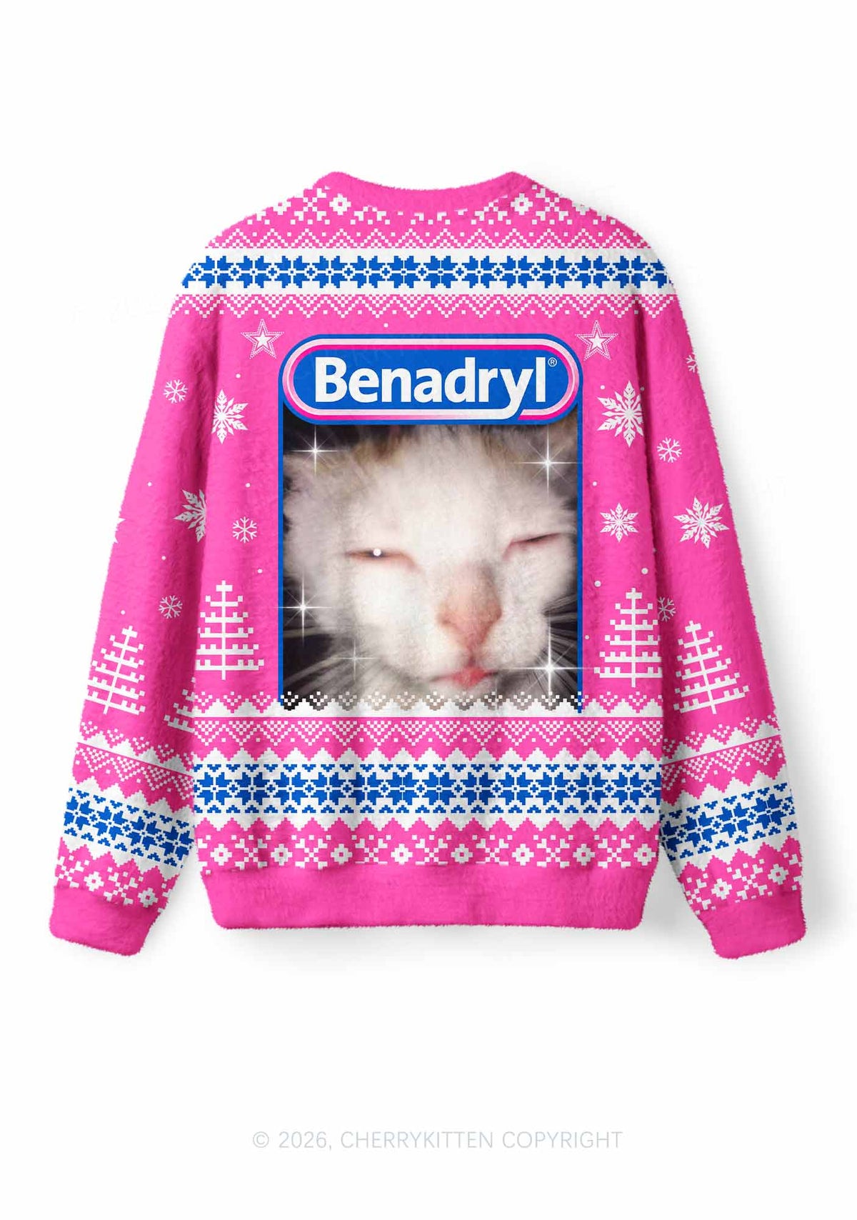 Sleepy Cat Y2K Knit Sweatshirt Cherrykitten