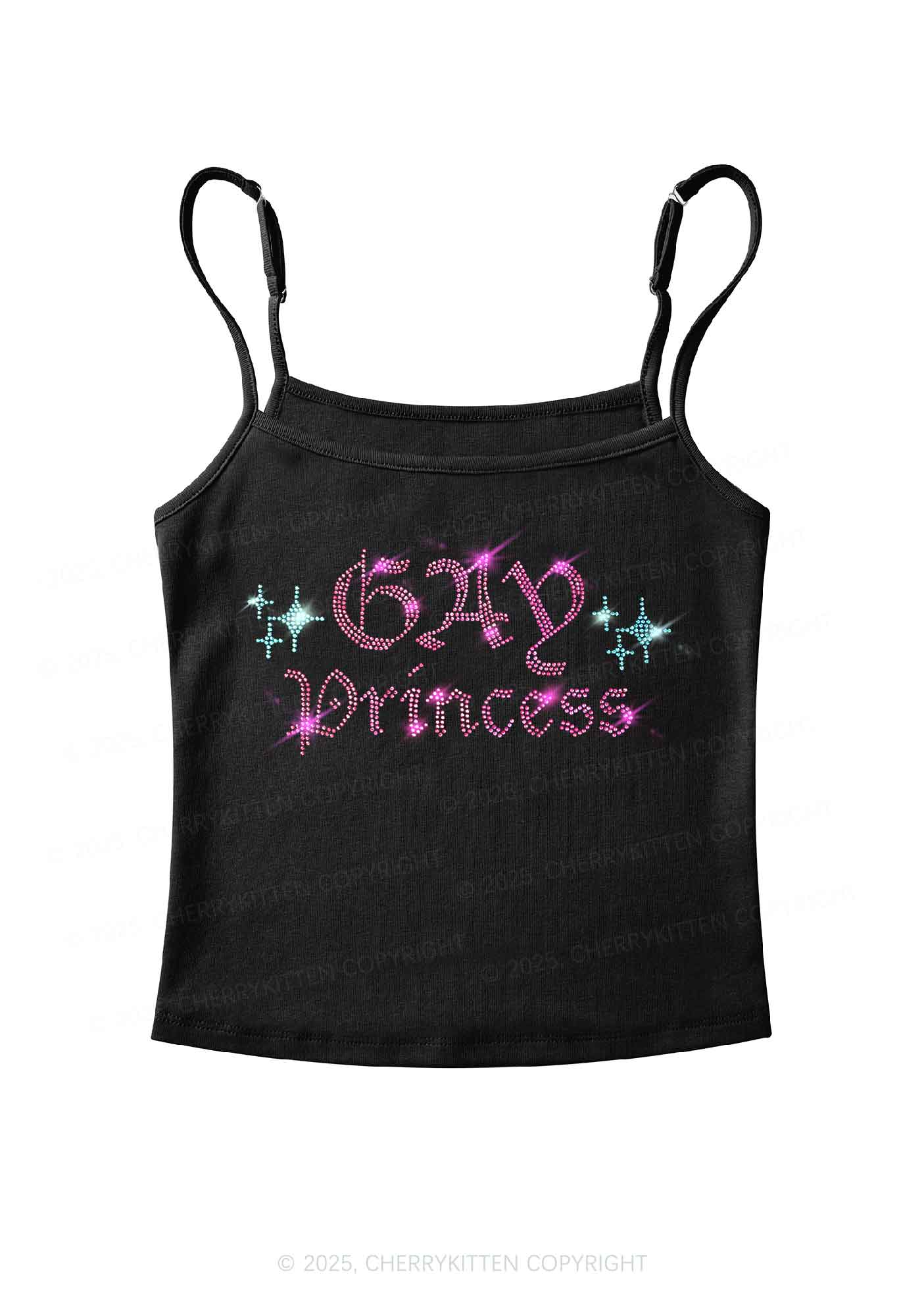 Rhinestone Gay Princess Pride Y2K Spaghetti Strap Cami Cherrykitten