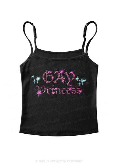 Rhinestone Gay Princess Pride Y2K Spaghetti Strap Cami Cherrykitten