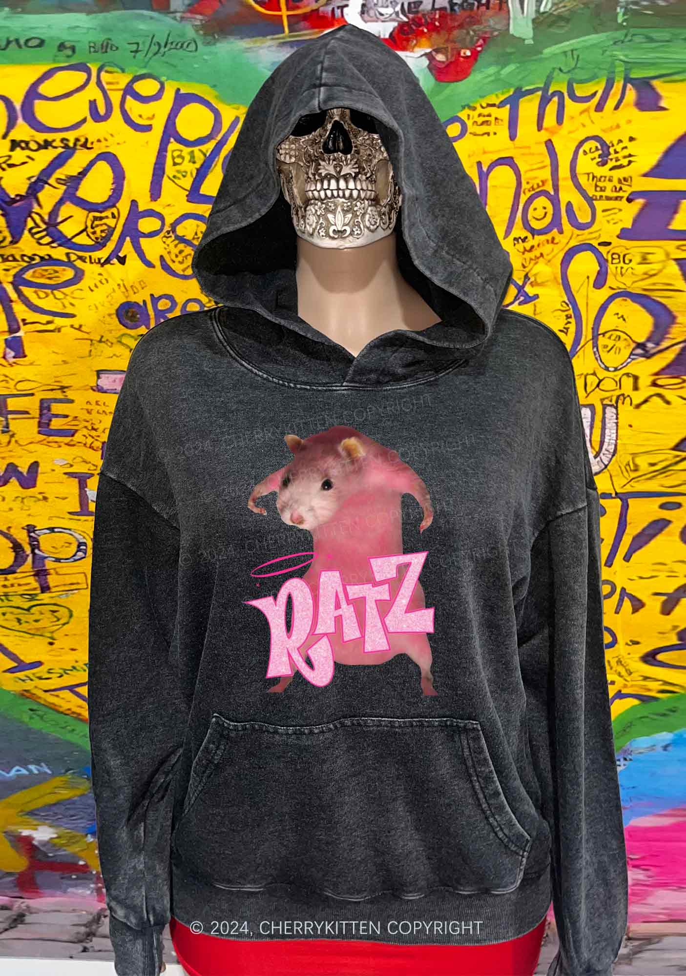 Pink Ratz Y2K Washed Hoodie Cherrykitten