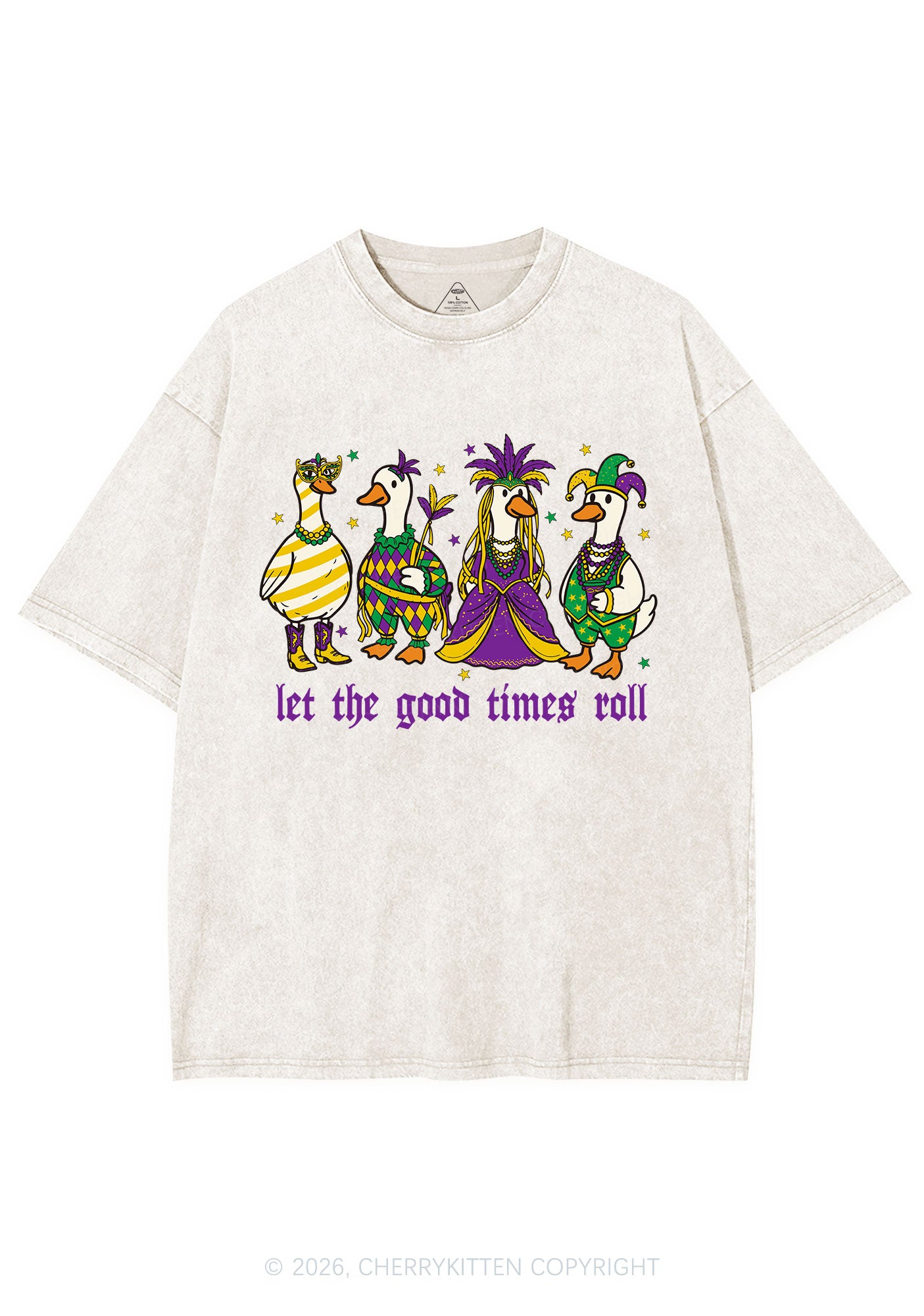 Let The Good Times Roll Y2K Shirts Washed Tee Cherrykitten