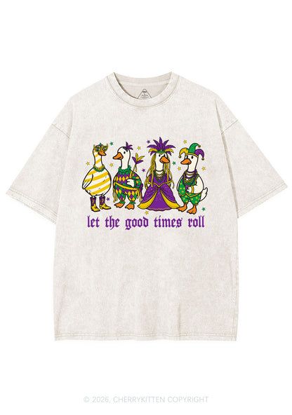 Let The Good Times Roll Y2K Shirts Washed Tee Cherrykitten