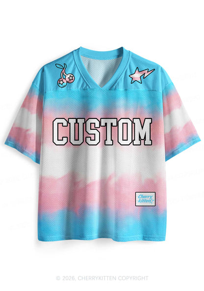 Custom Transgender Flag Pride Y2K Sport Jersey Shirts Cherrykitten