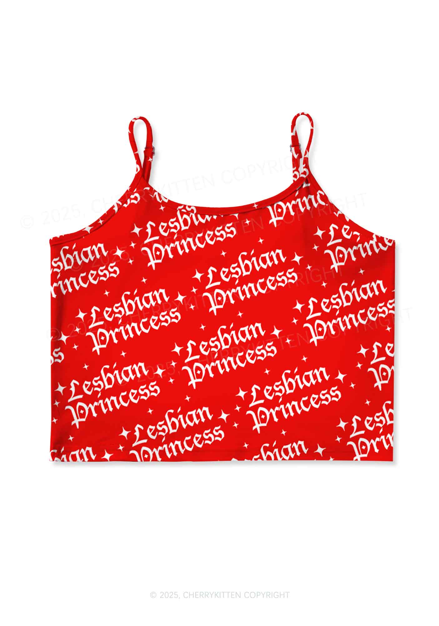 Lesbian Princess Pride Y2K Print Cami Crop Top Cherrykitten