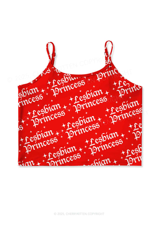 Lesbian Princess Pride Y2K Print Cami Crop Top Cherrykitten