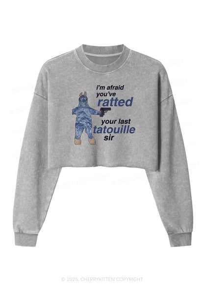 Ratted Last Tatouille Y2K Crop Washed Sweatshirts Cherrykitten