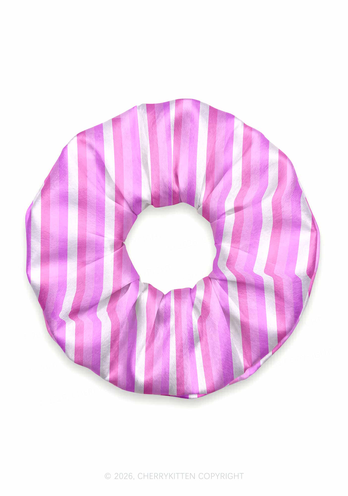 Pink Vertical Stripe Y2K Hair Scrunchie Cherrykitten