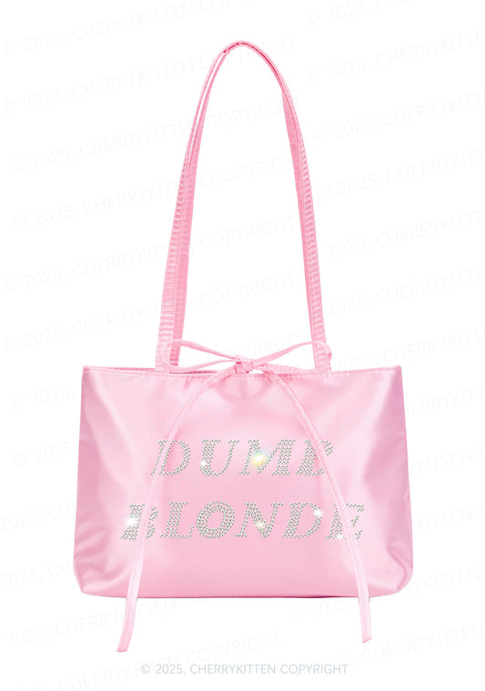 Rhinestone Dumb Blonde Y2K Satin Bags Cherrykitten