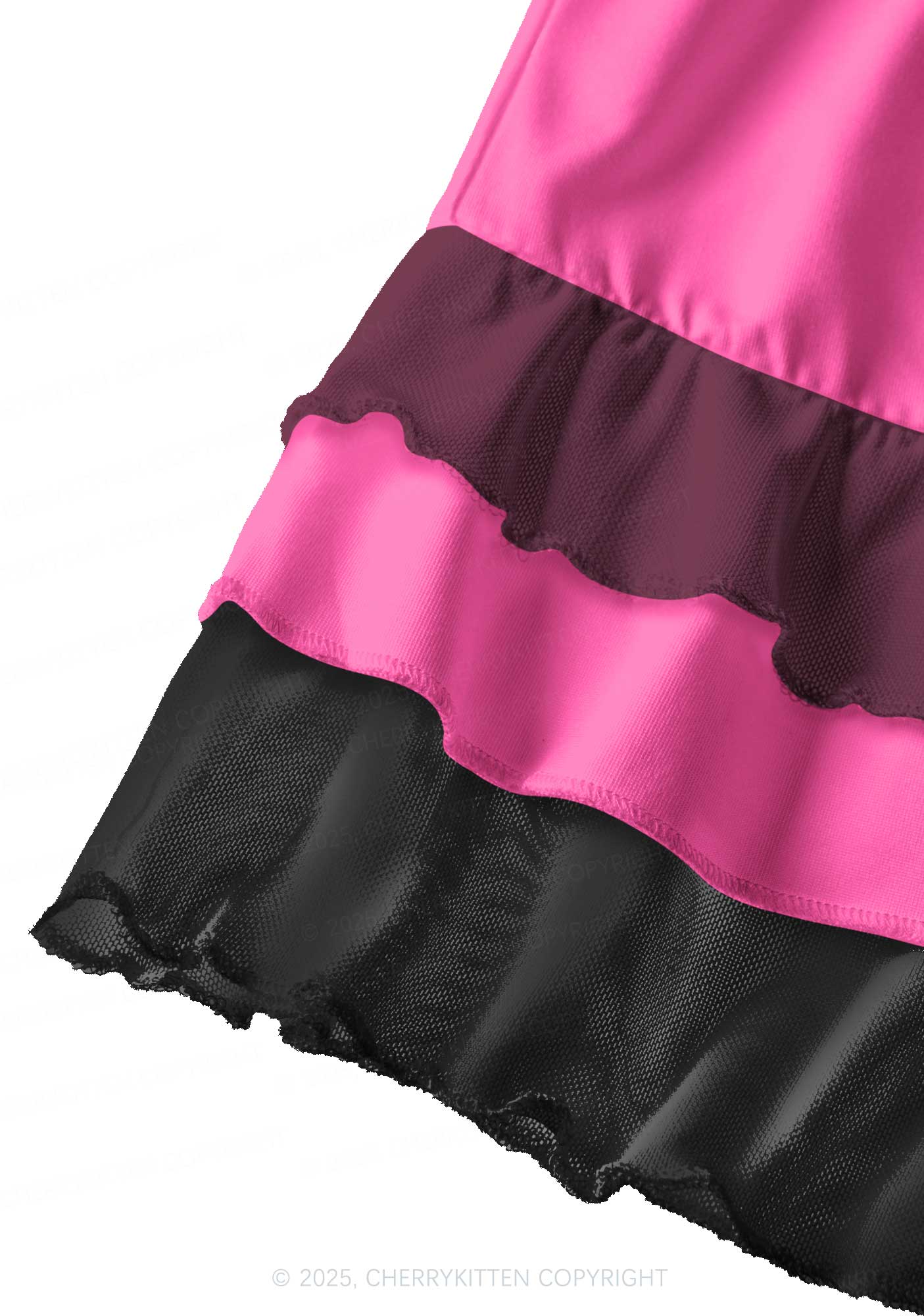 Plain Pink Y2K Print Mini Layered Skirt Cherrykitten