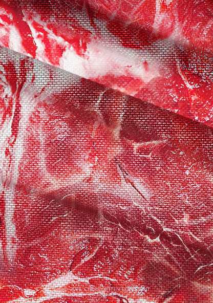Beef Steak Texture Y2K Mesh Ruched  Waist  V Neck Top Cherrykitten