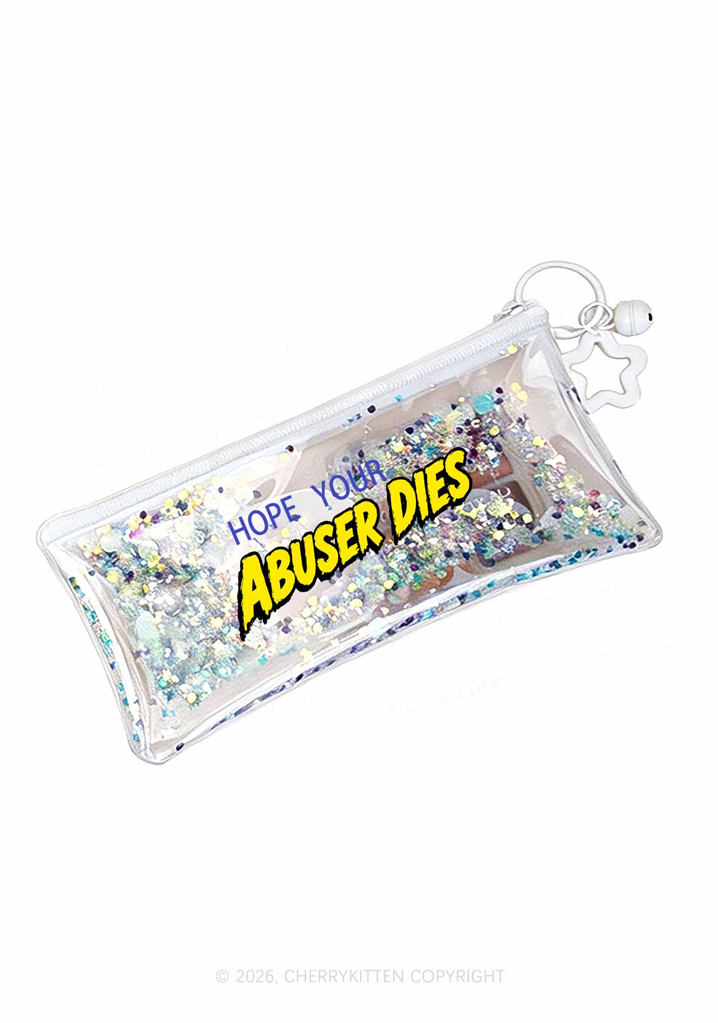 Hope Your Abuser Dies Y2K Quicksand Transparent Pencil Pouch Cherrykitten