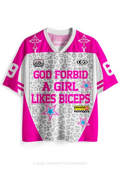 God Forbid Girl Likes Biceps Y2K Sport Jersey Shirts Cherrykitten