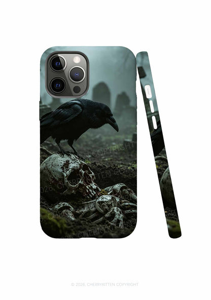 Halloween Raven On Skull Y2K Phone Case Cherrykitten