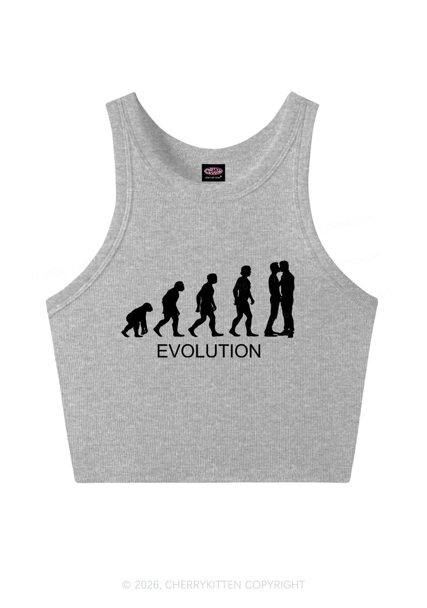 Gay Evolution Pride Y2K Crop Tank Top Cherrykitten