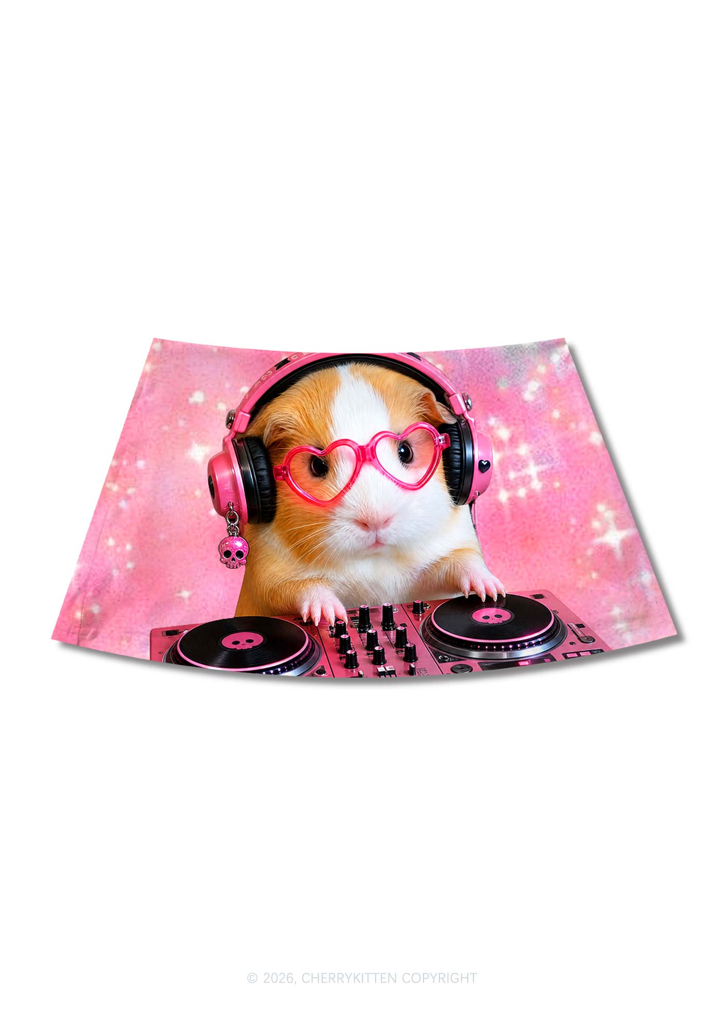 DJ Guinea Pig Y2K Print Mini Skirt Cherrykitten