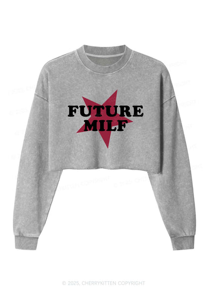 Future Mxxf Y2K Crop Washed Sweatshirts Cherrykitten