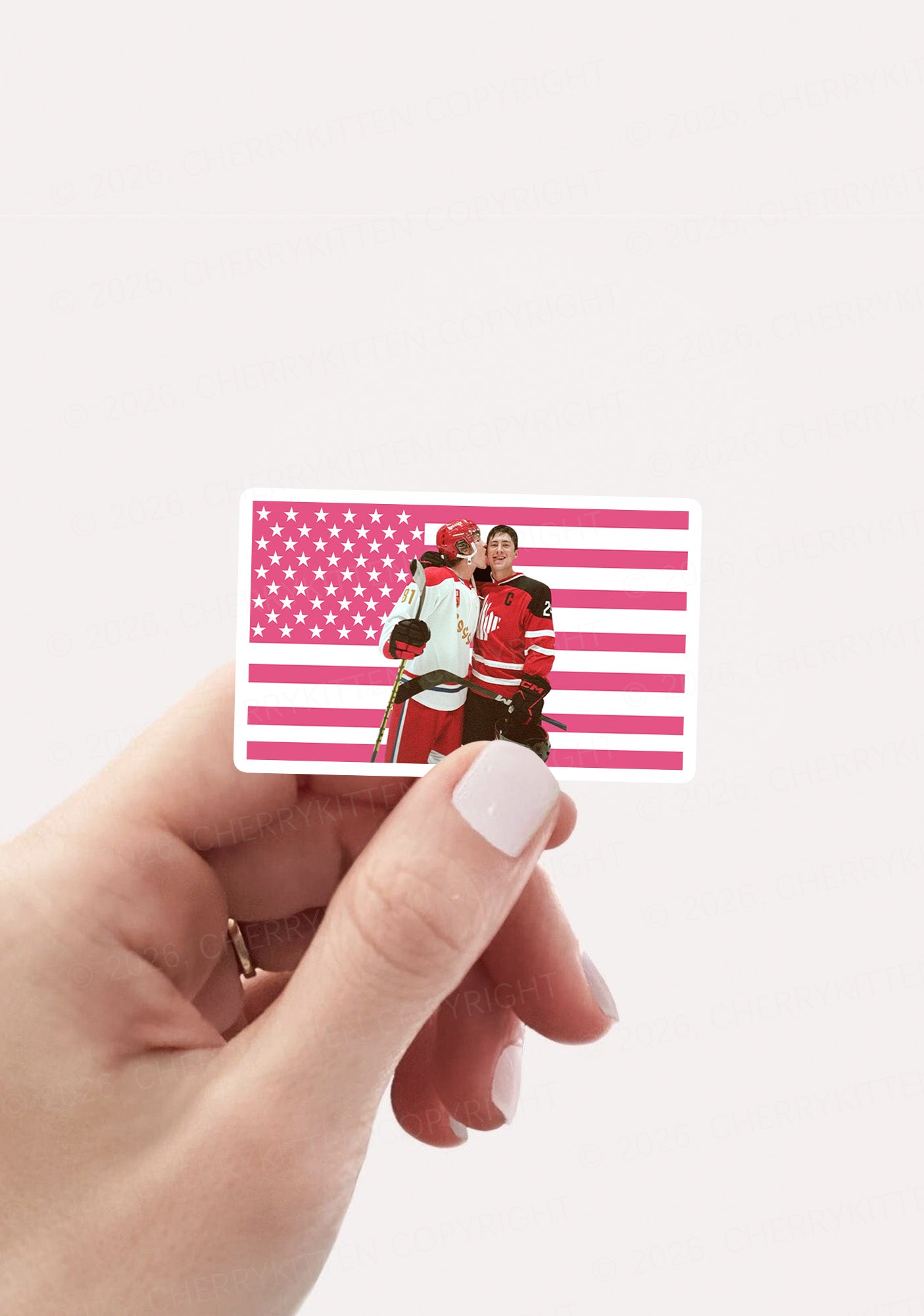 Pink US Hockey Boys HR 1pc Y2K Sticker Cherrykitten