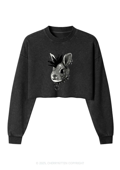 Custom Punk Pet Y2K Crop Washed Sweatshirts Cherrykitten