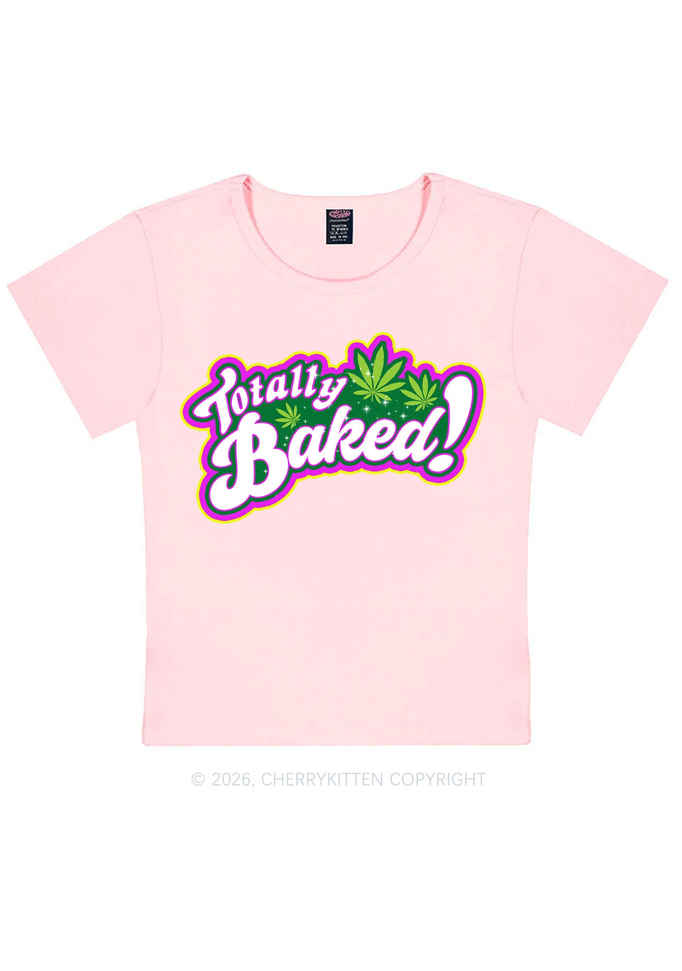 Totally Baked Y2K Baby Tee Cherrykitten