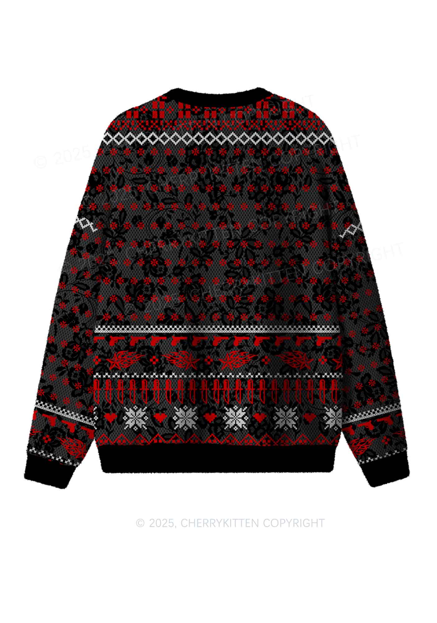 Red Punk Faggot Pride Y2K Christmas Knit Sweatshirt Cherrykitten