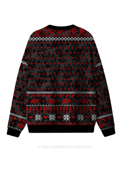 Red Punk Faggot Pride Y2K Christmas Knit Sweatshirt Cherrykitten