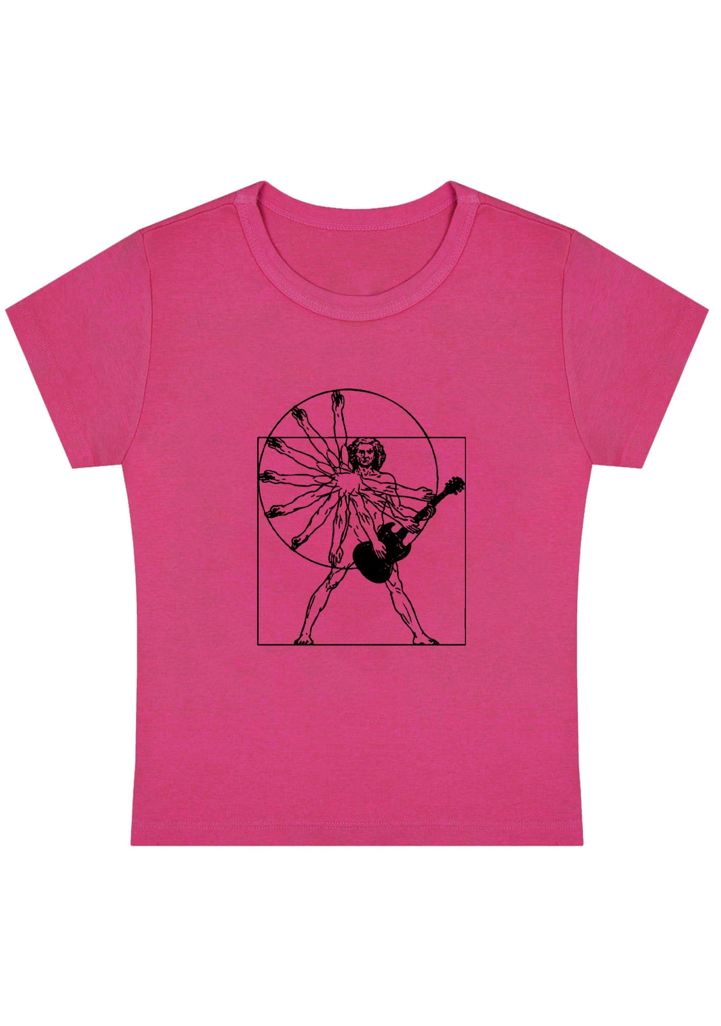 Vitruvian Man Guitar Y2K Baby Tee