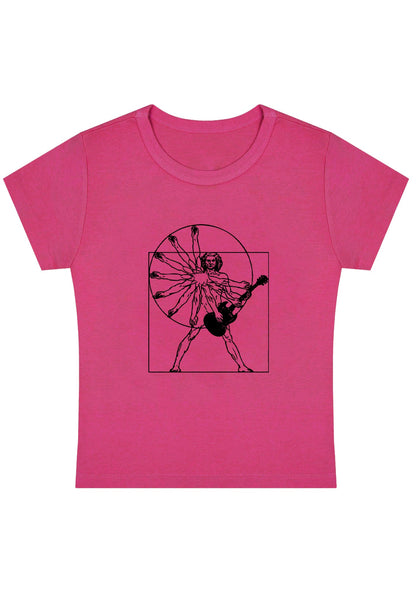 Vitruvian Man Guitar Y2K Baby Tee