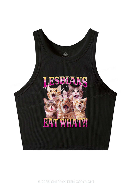 Funny Lesbian Cat Y2K Crop Tank Top Cherrykitten