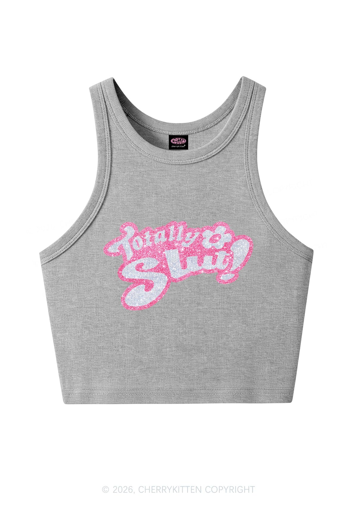Glitter Totally Slxt Y2K Crop Tank Top Cherrykitten