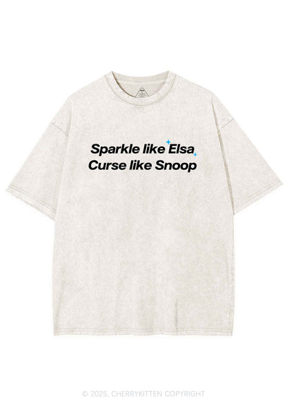 Sparkle Like Princess Y2K Shirts Washed Tee Cherrykitten