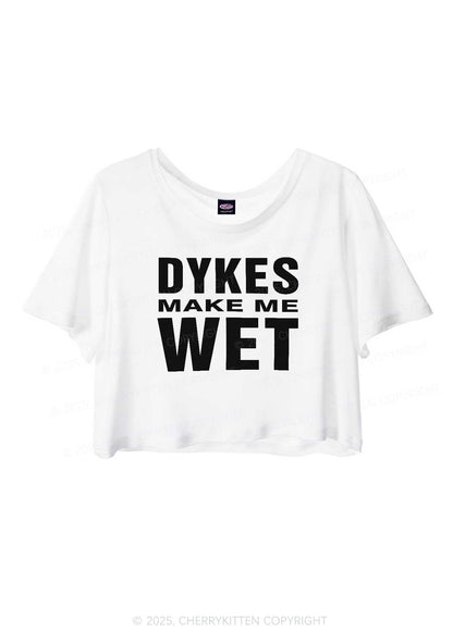 Dykes Make Me Wet Pride Y2K Sheer Crop Tee Cherrykitten