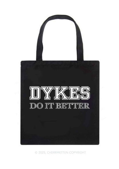 Dykes Do It Better Pride Y2K Canvas Tote Bag Cherrykitten