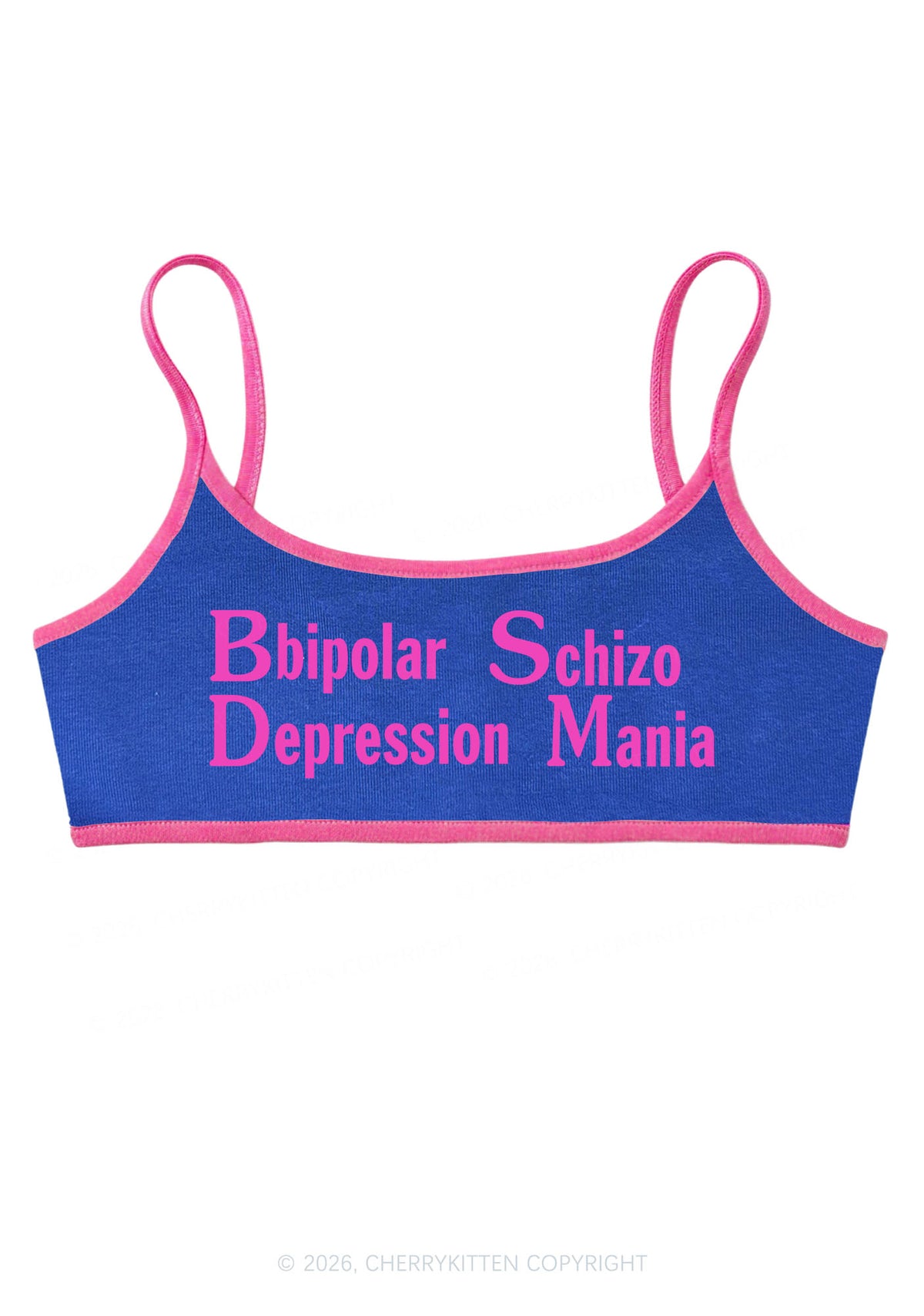 Bipolar Depression Schizo Mania Y2K Super Crop Cami Cherrykitten
