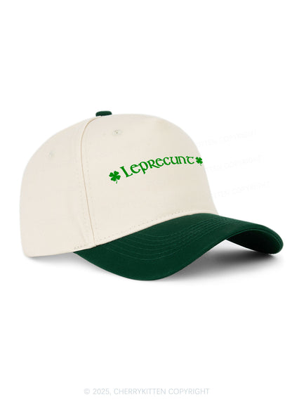 Embroidered Leprecunt St Patricks Y2K Color Block Baseball Cap Cherrykitten