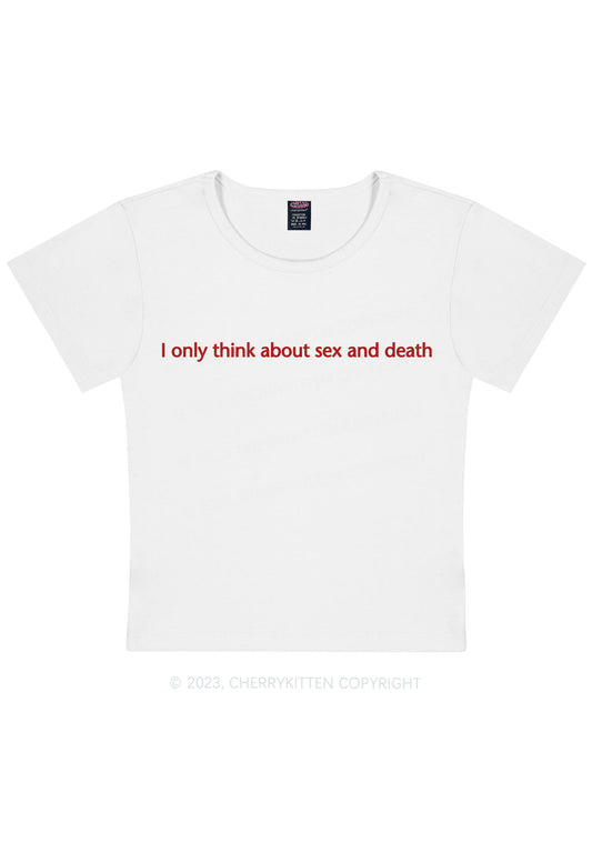 Think About Death Y2K Baby Tee Cherrykitten