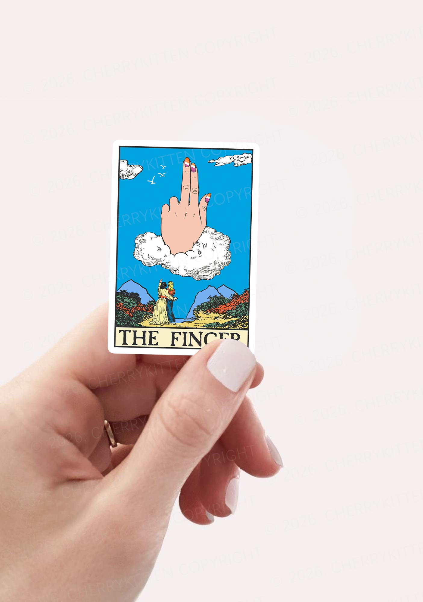 The Lesbians Finger Pride 1pc Y2K Sticker Cherrykitten