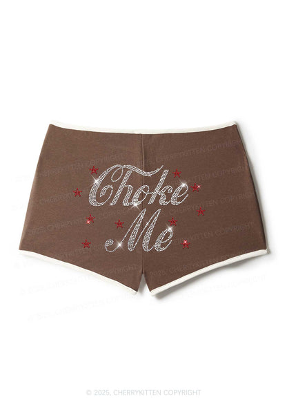 Rhinestone Choke Me Y2K Booty Shorts Cherrykitten
