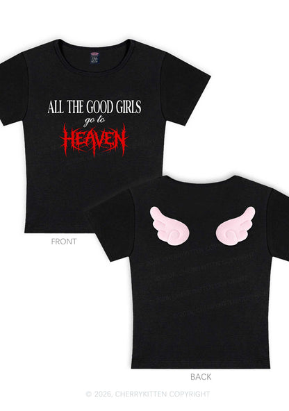 Good Girls Go To Heaven Y2K Goth Angel Wings Baby Tee Cherrykitten