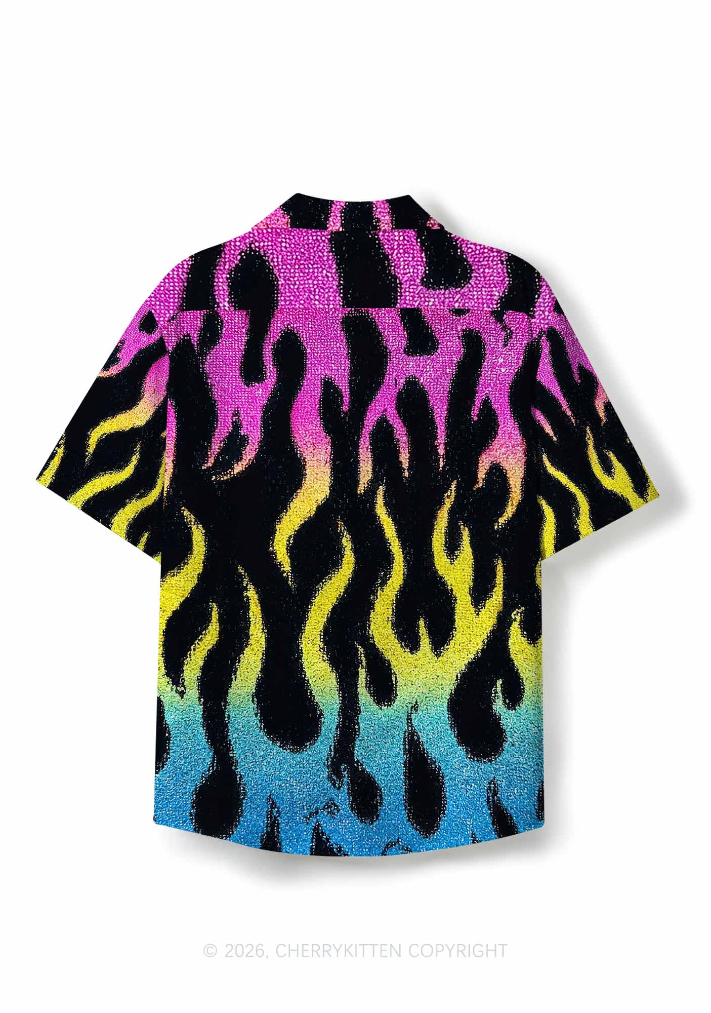 Pansexuality Flame Pride Y2K Print Hawaiian Shirt Cherrykitten