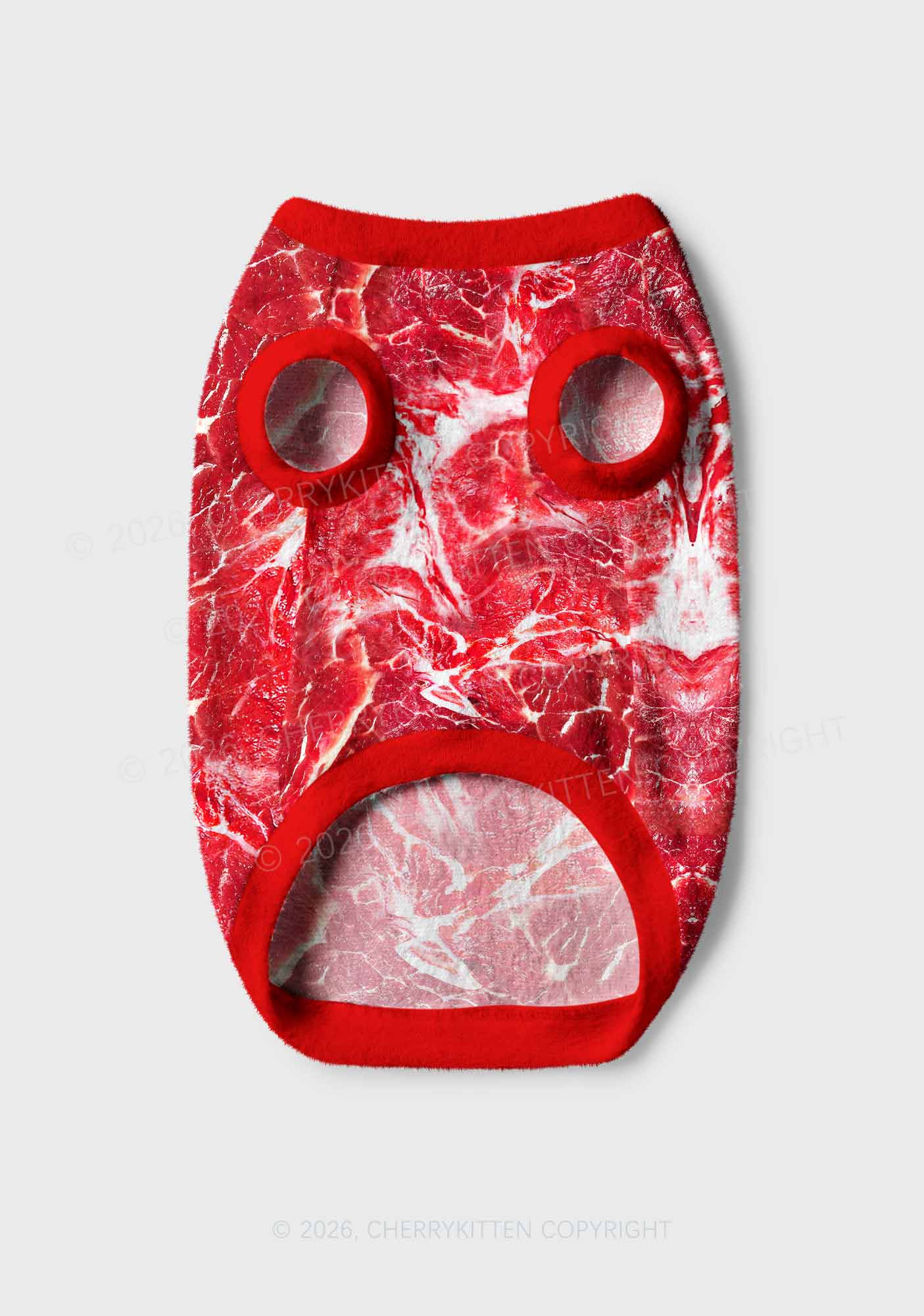 Beef Steak Texture Y2K Pet Knit Sweatshirt Cherrykitten